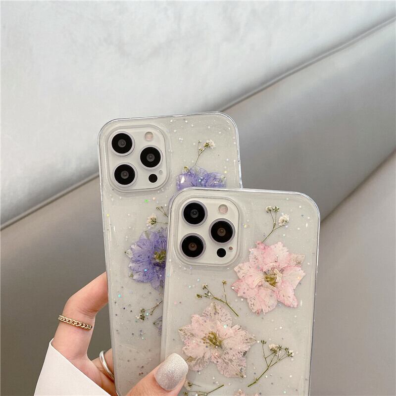 押し花みたい❤︎キラキラ艶 ラメ フラワーデザイン クリア 透明