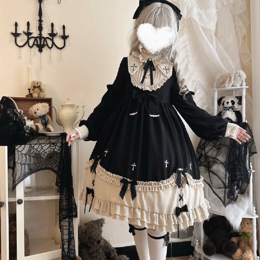 ゴスロリ ワンピース 十字架 フリル 大きいサイズ