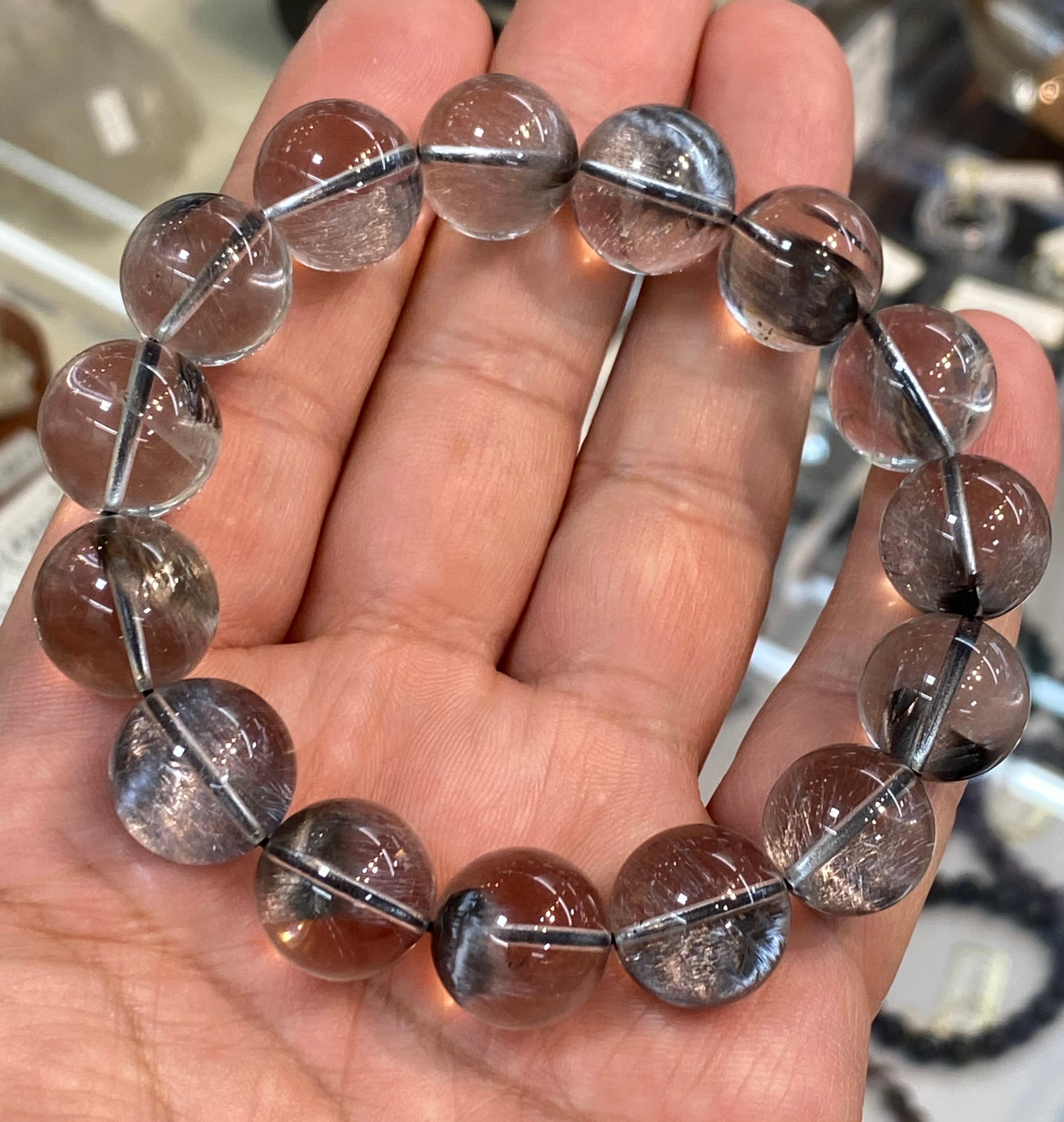 特選！最高グレードプラチナルチル水晶ブレスレット 大粒 ブルッカイト