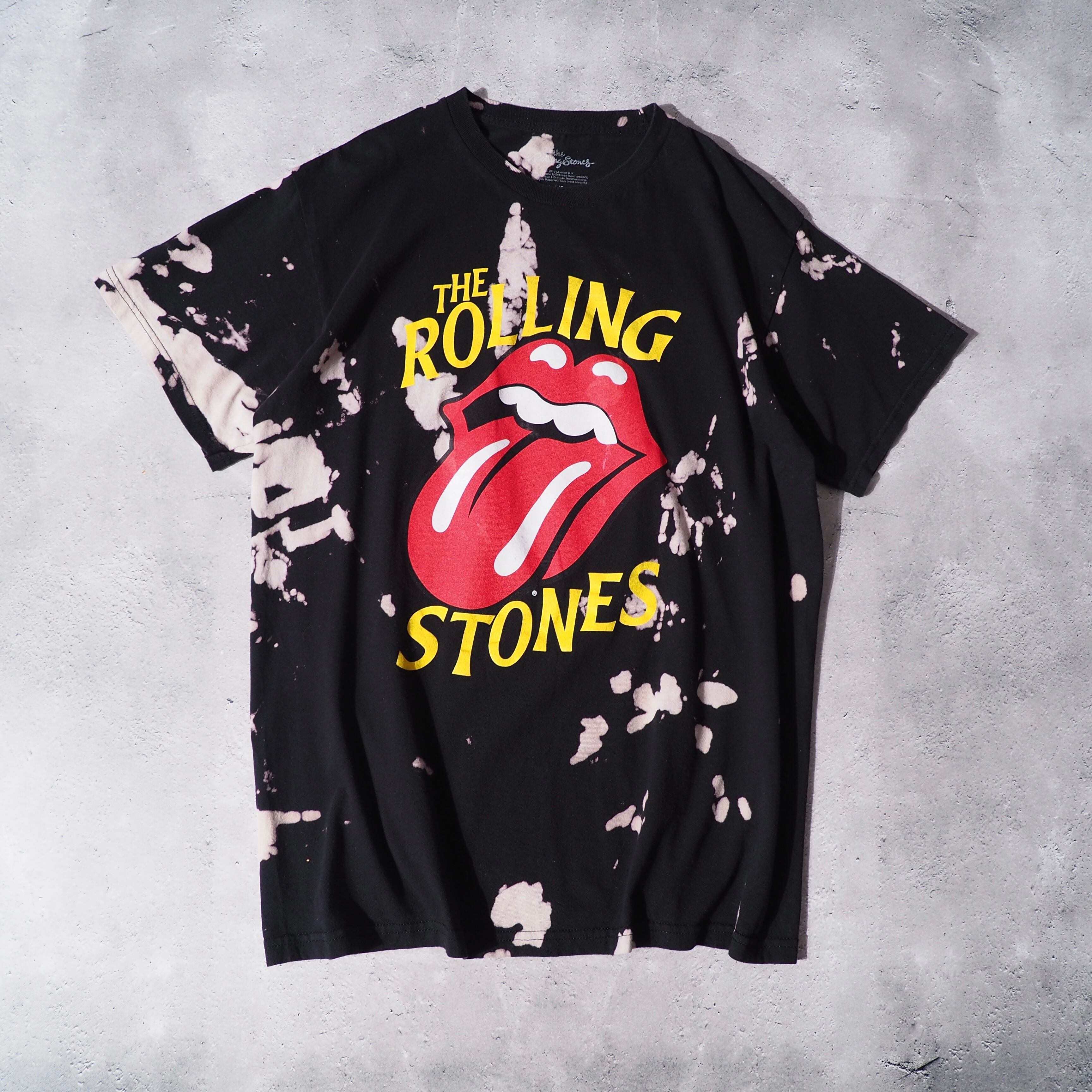 ” Rolling Stones Lips and Tongue ” logo printed bleach dyed Tee