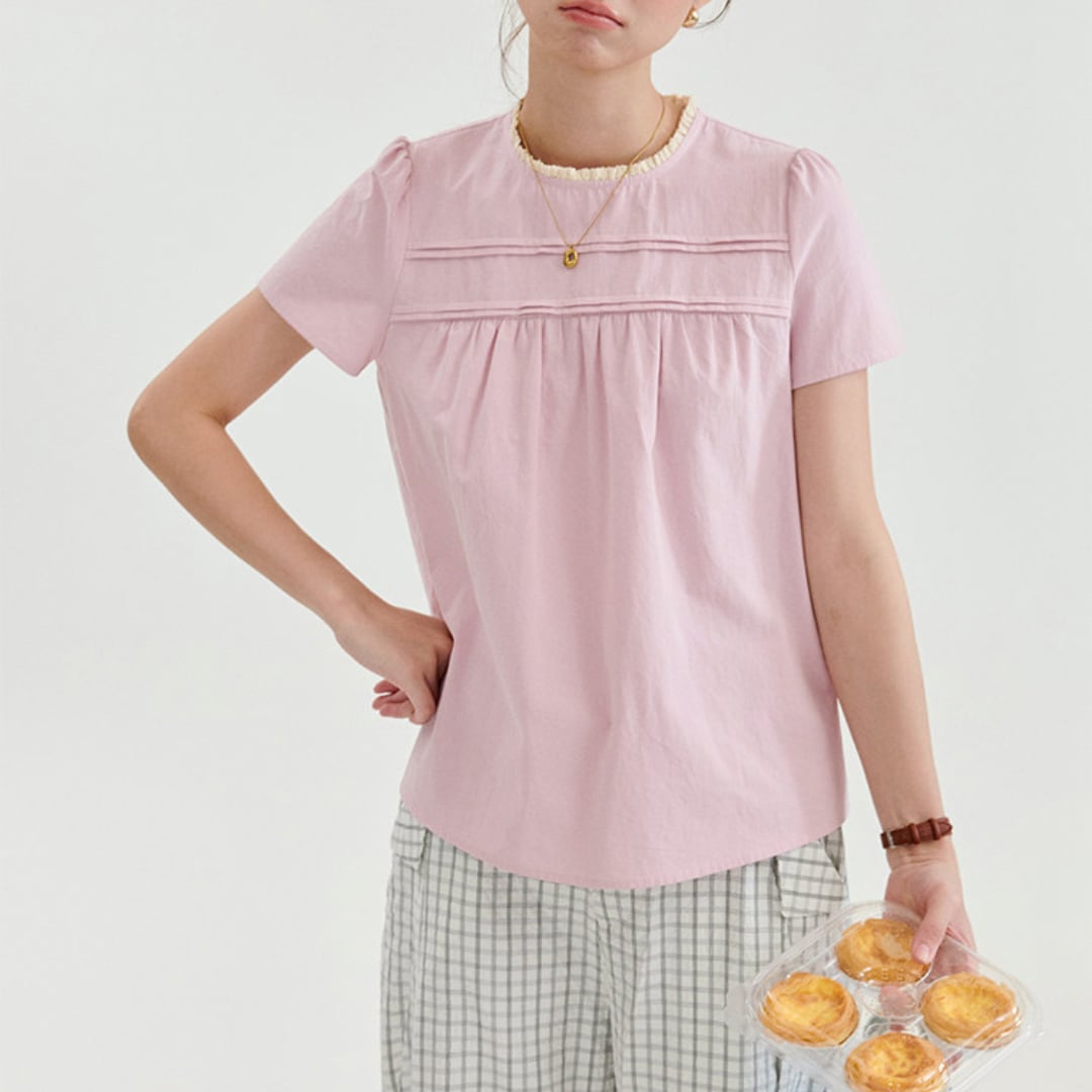 gathered yoke cotton blouse