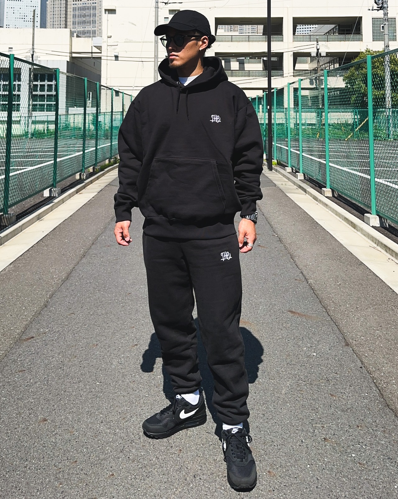 ARABIC ONE POINT HEAVY WEIGHT SWEAT PANTS - BLACK