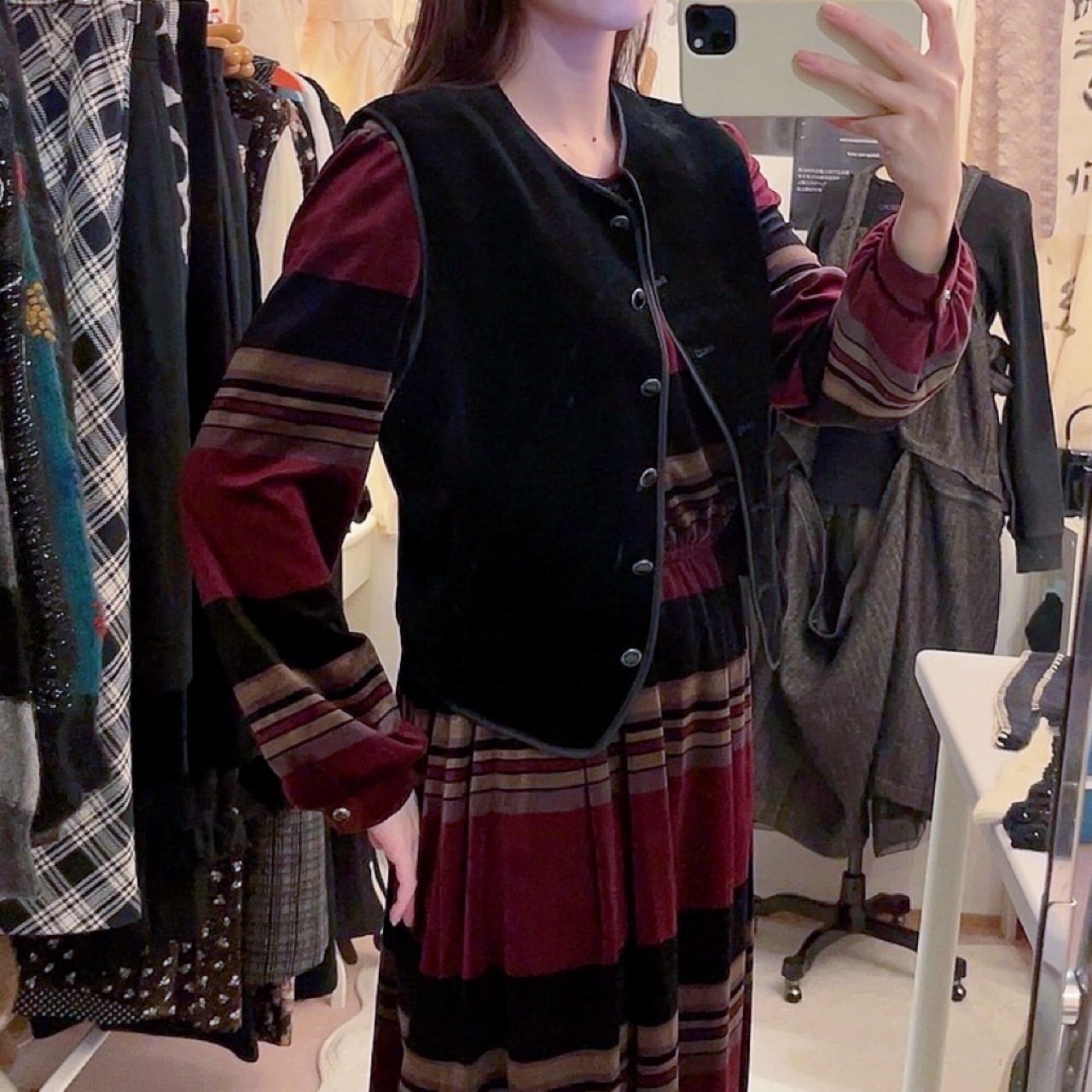 black velvet piping vest