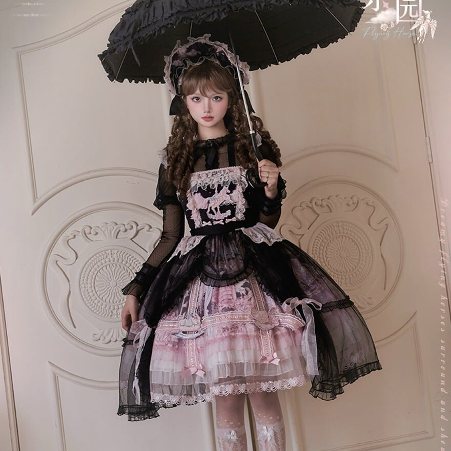 甘ロリ JSK メリーゴーランド刺繍 スウィートロリータ 2色展開｜WithU