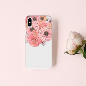 Clear iPhone CASE / 春の花々を喜ぶピンク