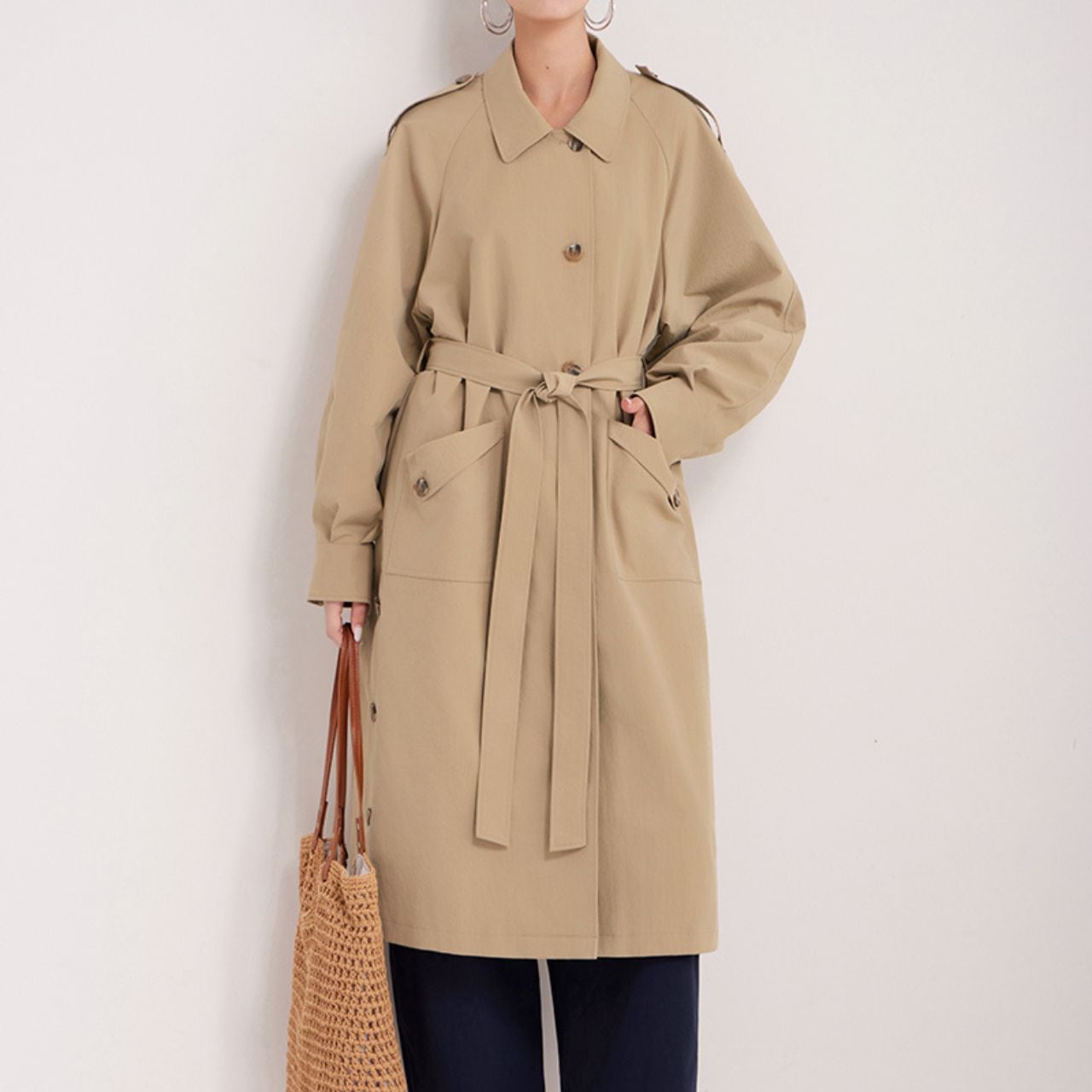 ボタンフロントオーバーサイズマキシ丈コート 01079