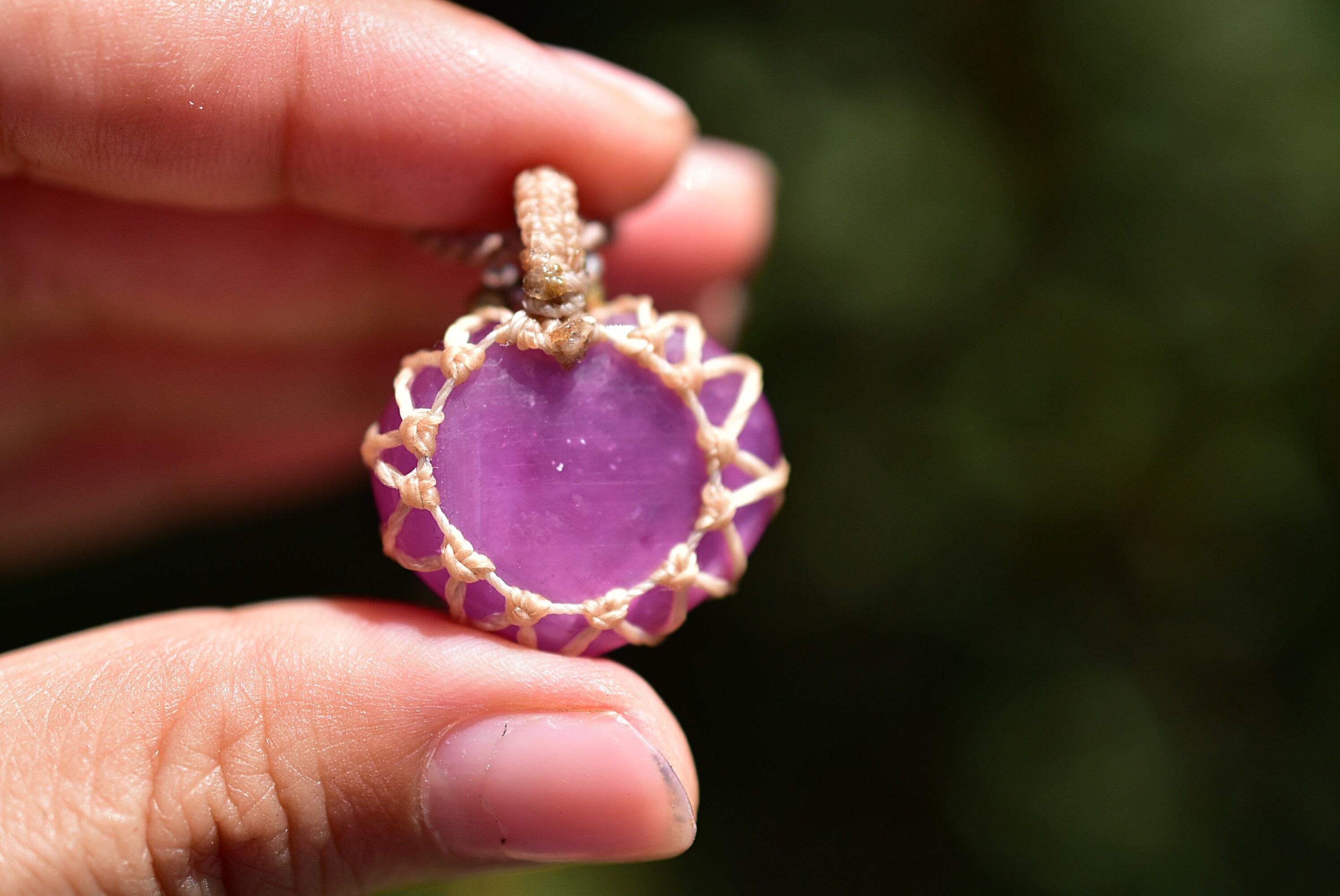 高品質コランダム☆スタールビー マクラメネックレス821 | Funky