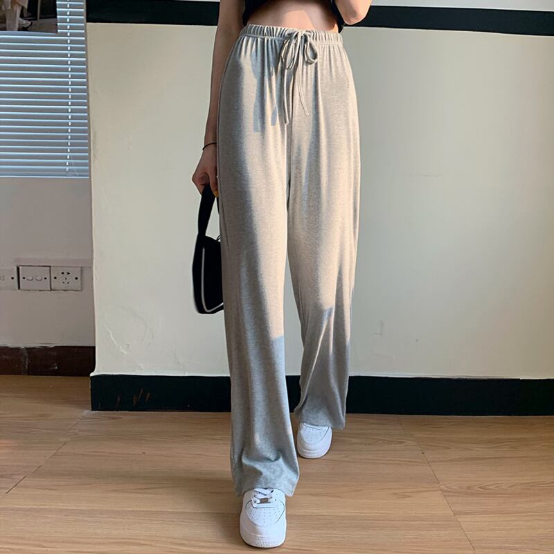 パンツ サマー薄手ハイウェストウェストワイドレッグルーズカジュアル 夏物 ワイドパンツ 試着室92656296716