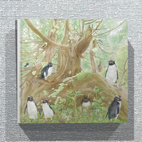 森のペンギン　ファブリックパネル