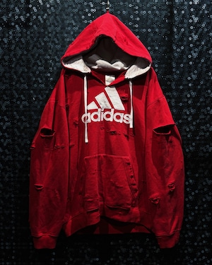【ÆIEM】original”boro”remake” “adidas” vintage Performance Logo Oversized Destroyed Hoodie Pullover