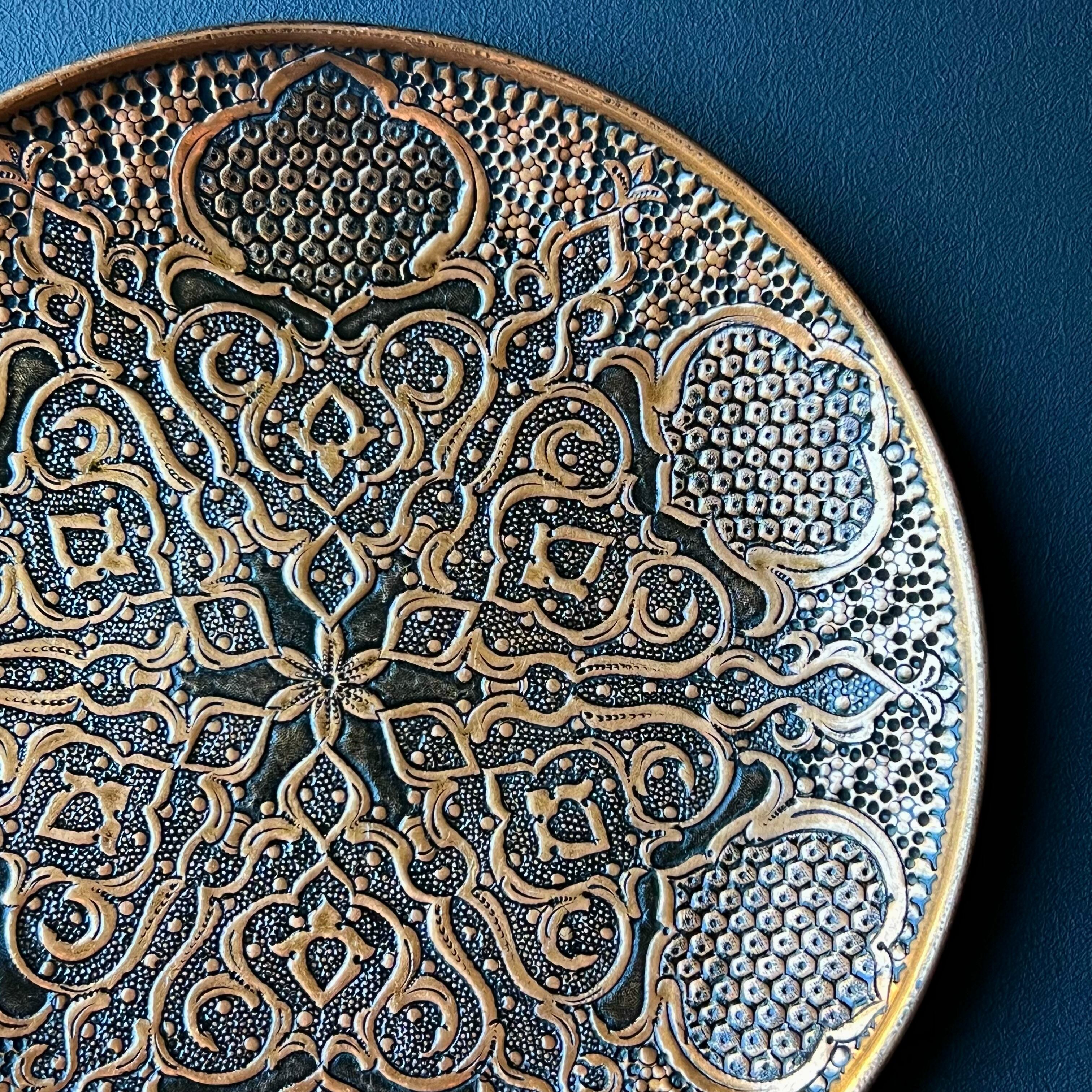 ペルシャ アンティーク トレイ 銅製 壁掛 インテリア 銅板 希少 飾り皿