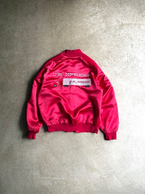 USA製 80's-90's West Ark ZIPUP NYLON SATIN AWARD JACKET “U.S. XPRESS ENTERPRISES”