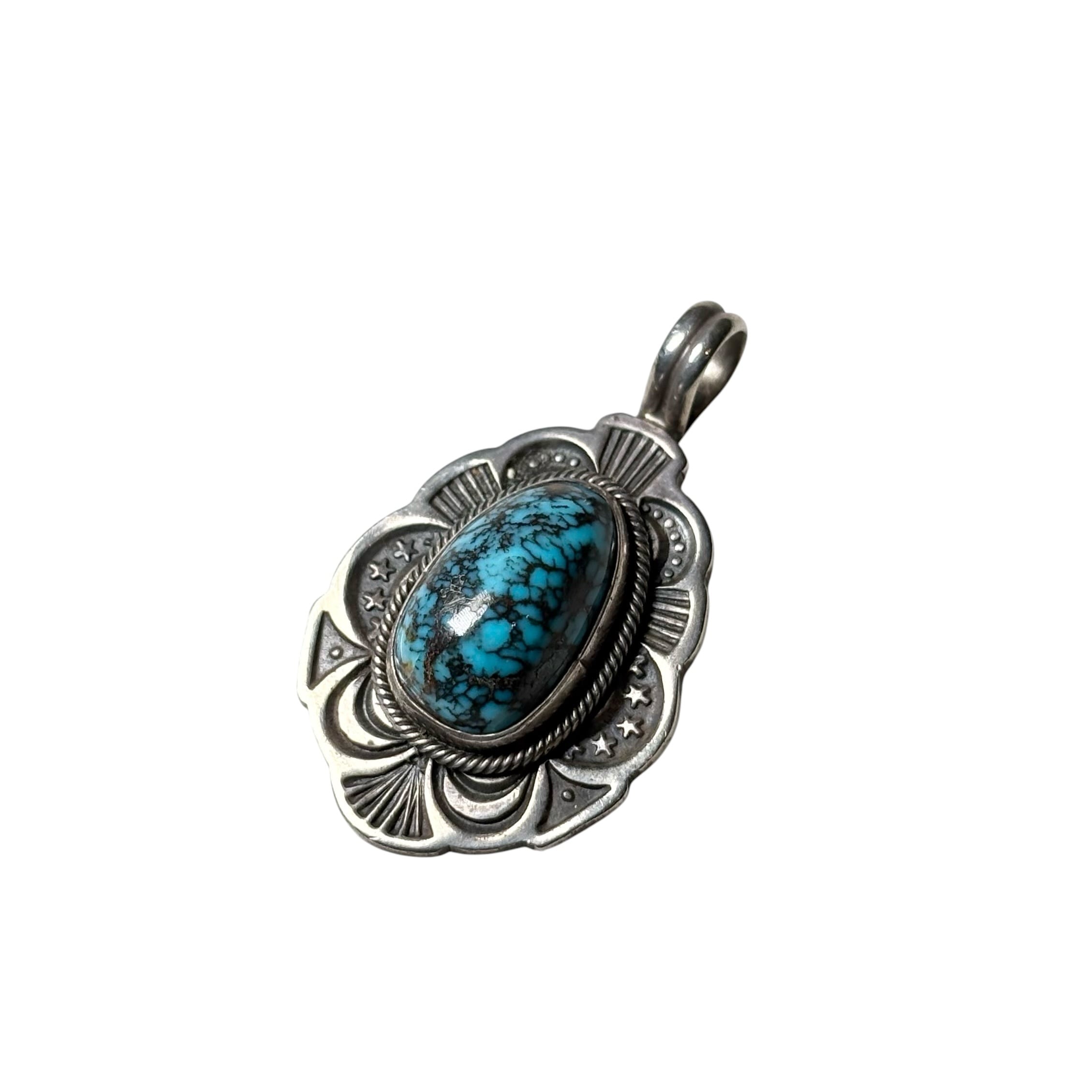 Navajo GARY REEVES Godber/Burnham turquoise silver pendant | NOIR