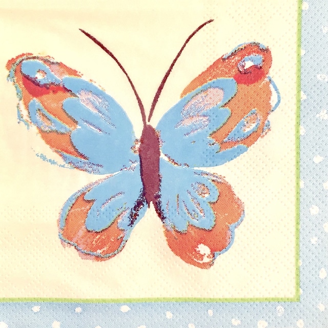 【ULSTER WEAVERS】バラ売り1枚 ポケットサイズ ペーパーナプキン BUTTERFLIES アイボリー