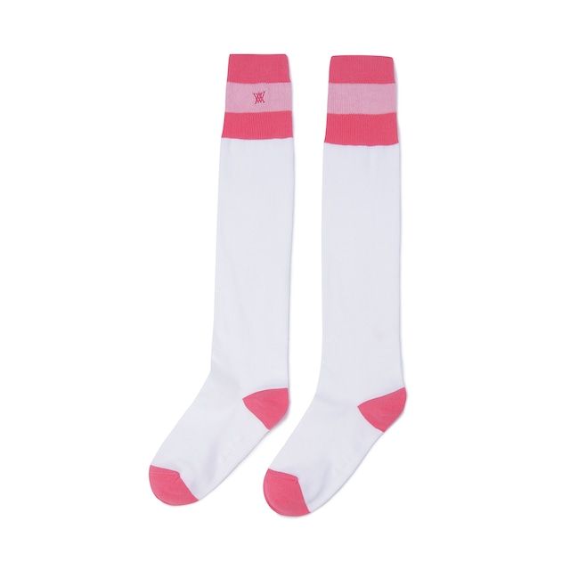 (W) THREE-TONE KNEE SOCKS [サイズ: F(AGEUWSC05PIF)] [カラー: PINK]