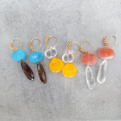 //LIMITED//14kgf*vivid colors stones pierced earrings / earrings J,K,L