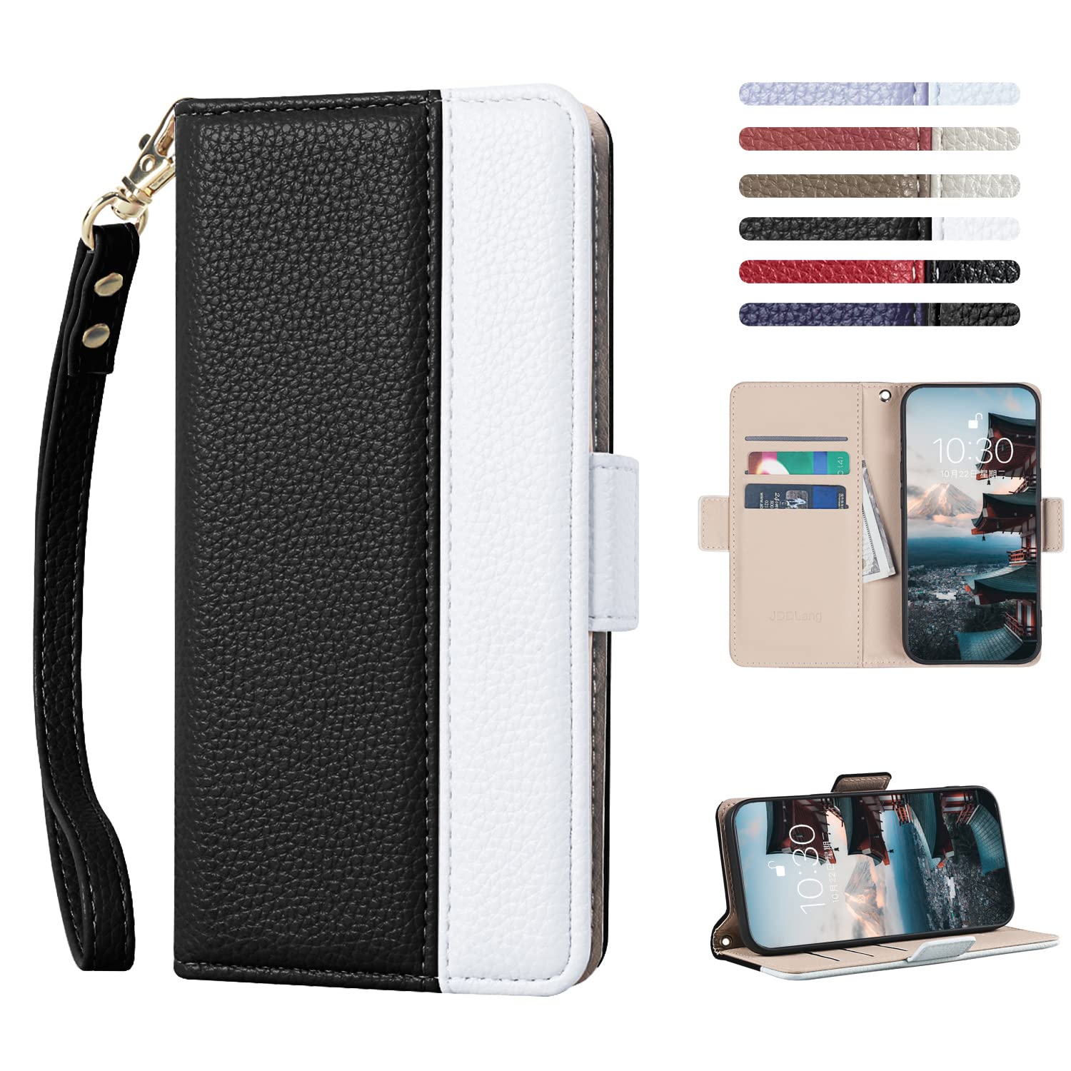 JDDLang AQUOS Sense 3 ケース手帳型 Android One S7スマホケース手帳型 附ストラップ ブラック