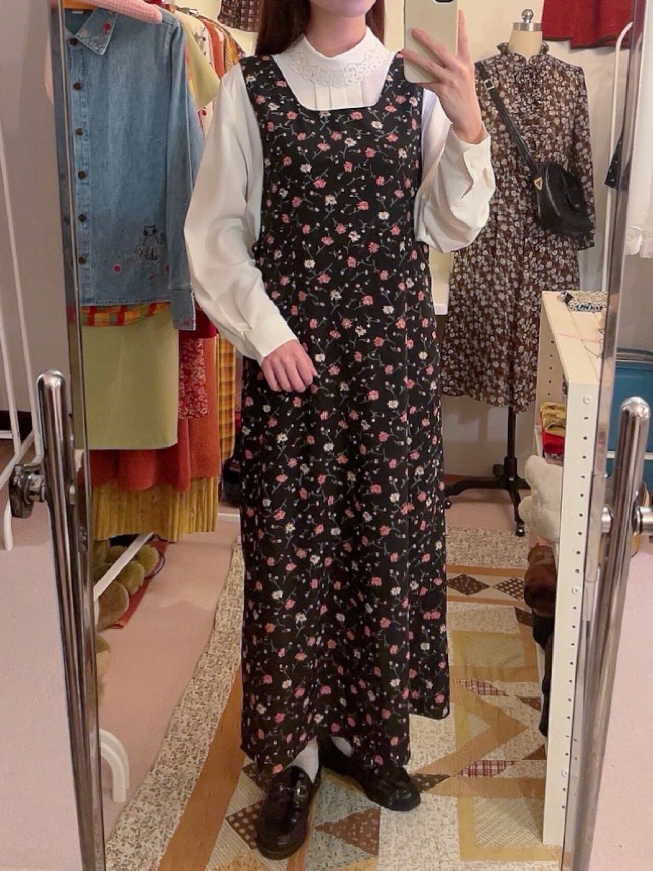 pink cosmos apron one-piece