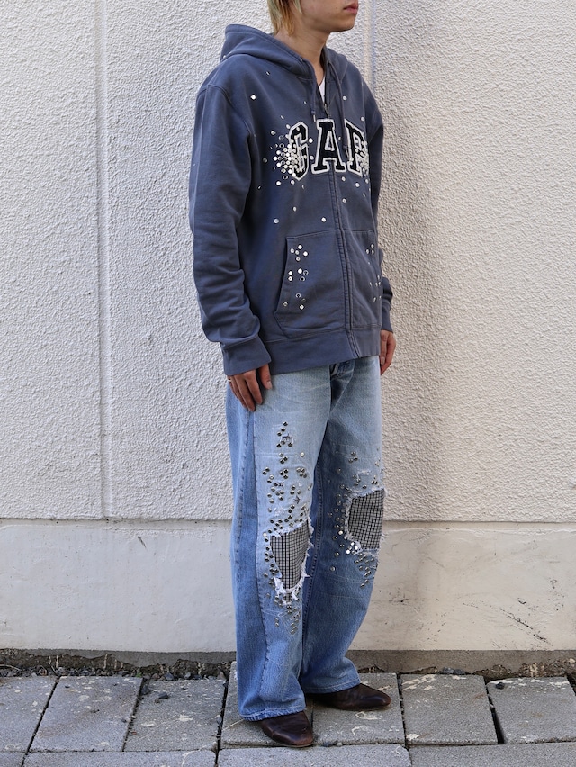 【Hannah Creak/26aw】Studded Hoodie gap body blue