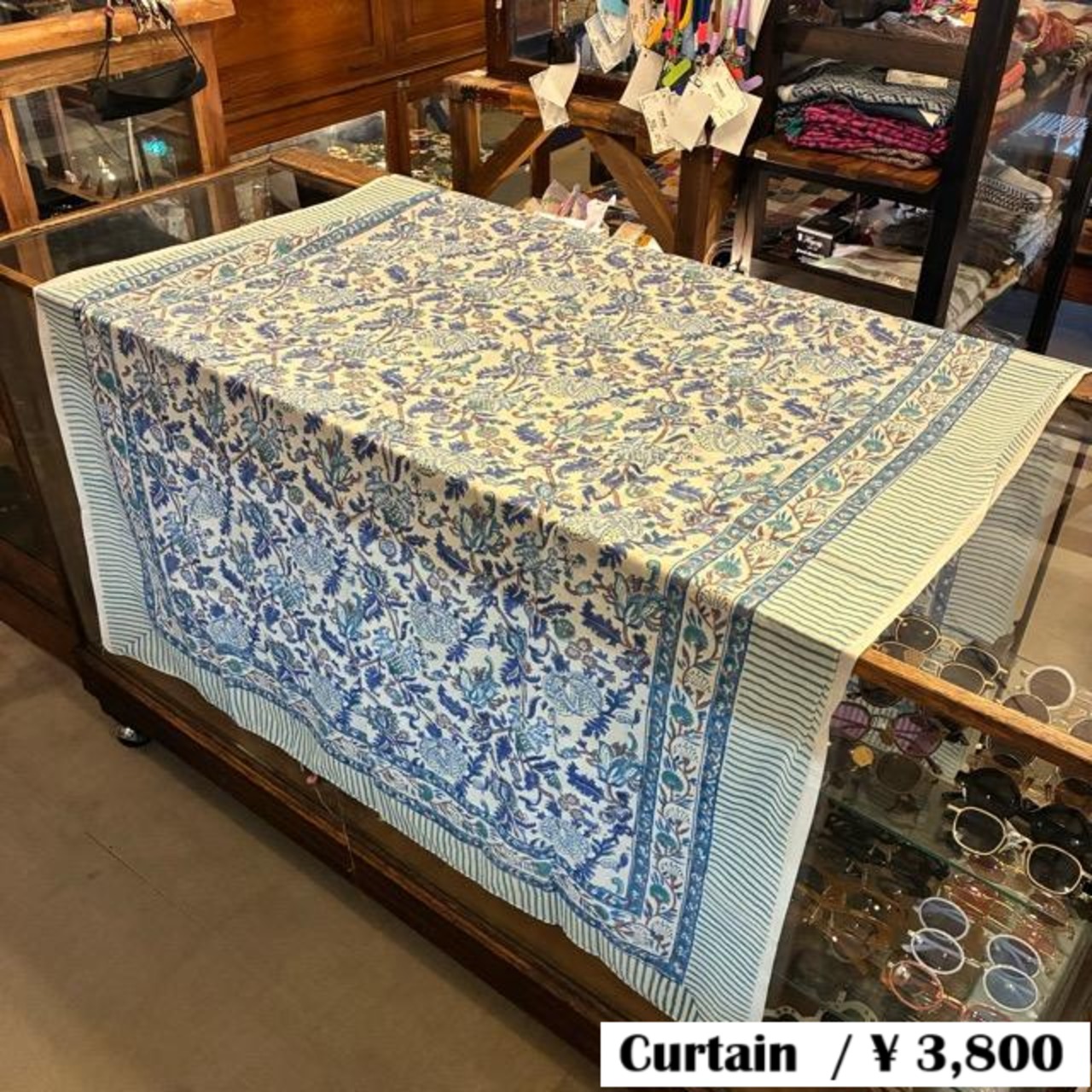 TOPANGA Homefurnishing India Block print curtain Blue B 110×180cm