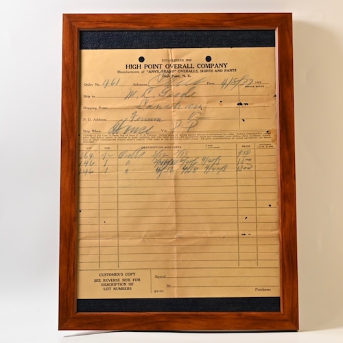 1937's - Anvil Brand- Invoice Frame