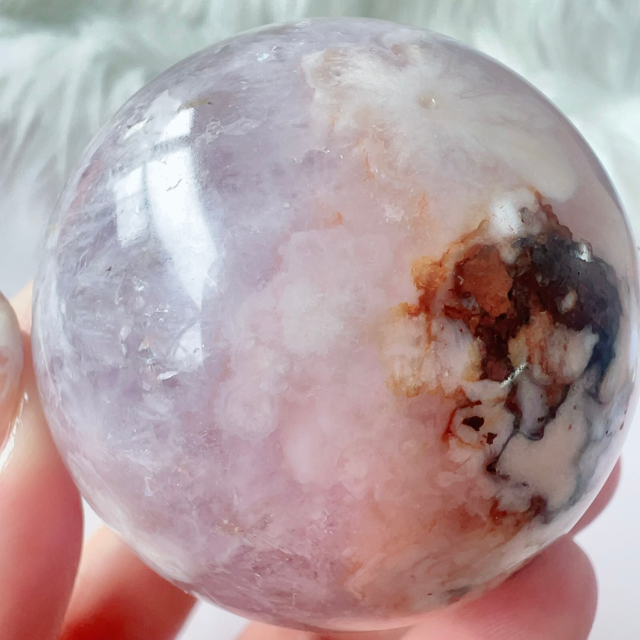 アメジスト　フラワーアゲート　パイライト　ピンクアメジスト　スフィア　虹入 アメジストフラワーアゲートパイライトピンクアメジストスフィア虹入