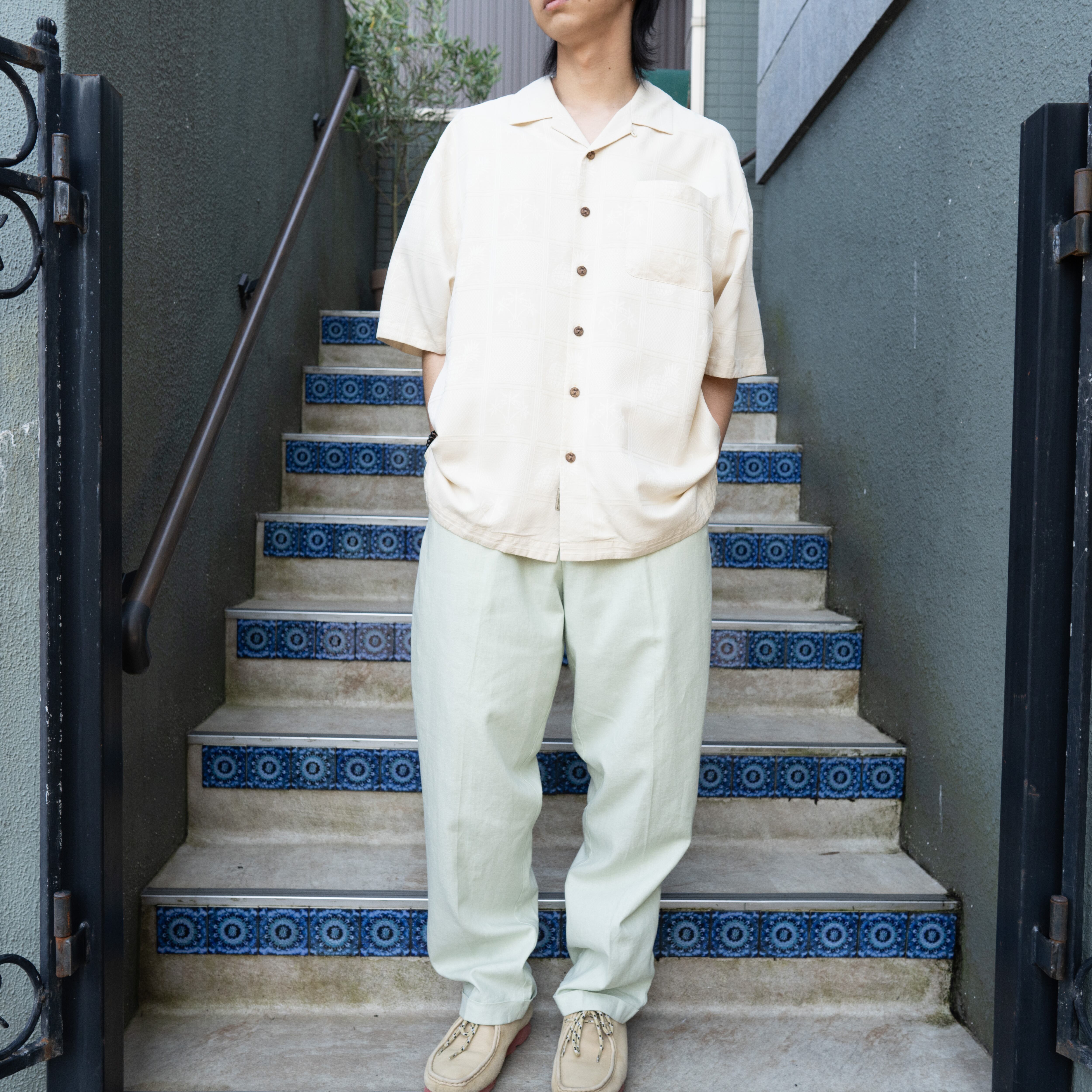 USA VINTAGE TRUST MINT GREEN COLOR LINEN SLACKS PANTS/アメリカ古着