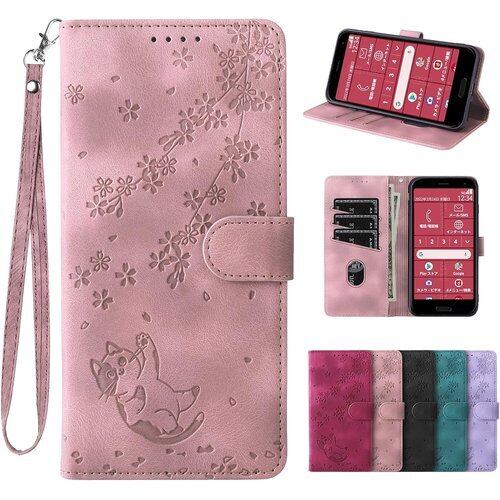 laddutoi FOR f52b ケース f-52b ケース 手帳型 かわいい 猫柄 軽量薄型 スタンド機能 耐衝撃 カード収納 高級PUレザー タッチ快適な スタイリッシュでかわいい猫柄 防塵 高質感 財布型 さくらと猫ーピンク 2277