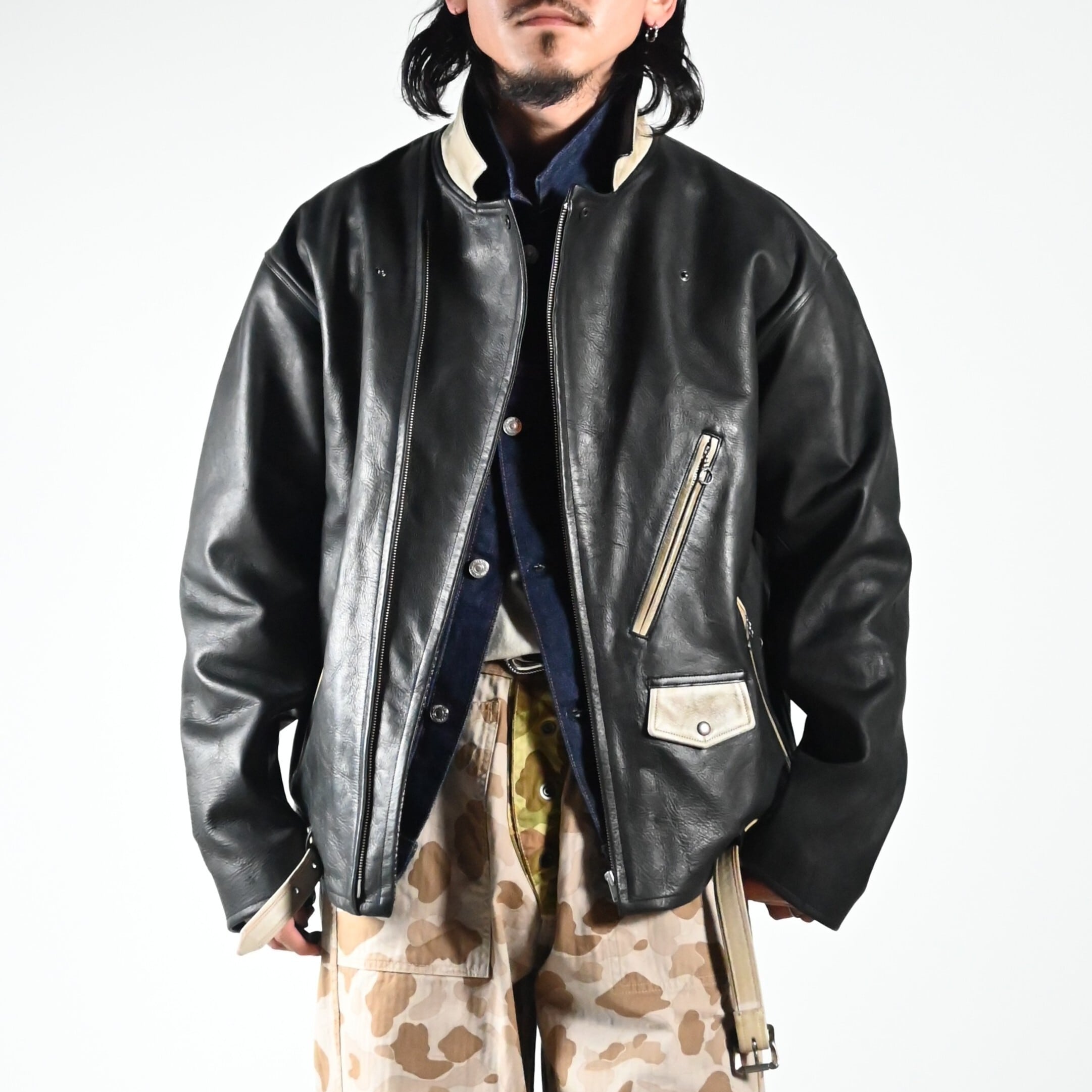OLD JOE / PATINA HORSE-HIDE PERFECTO JACKET (Two-Tone) | GANKO