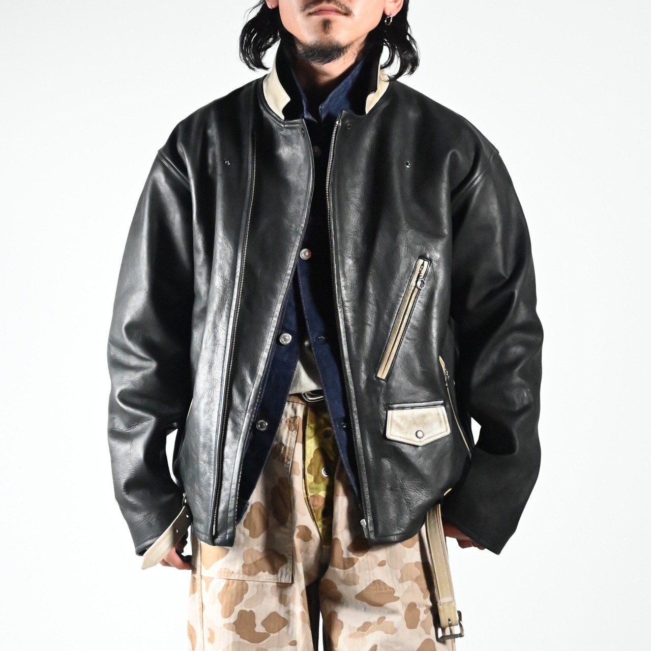 OLD JOE / PATINA HORSE-HIDE PERFECTO JACKET (Two-Tone)