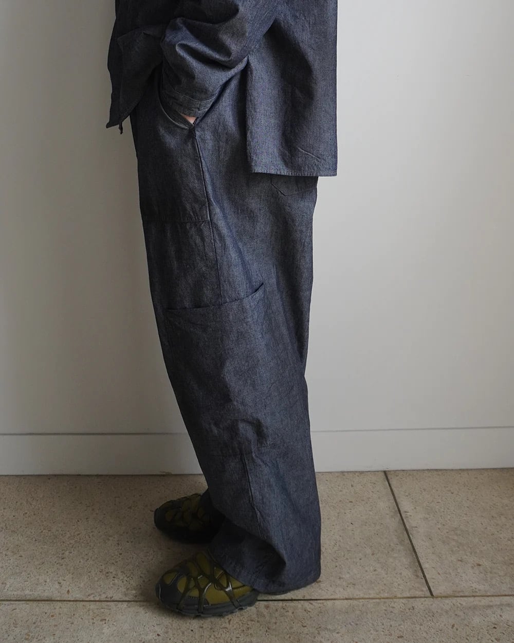 24SS】ANCELLM CHAMBRAY BAKER CARGO PANTS (INDIGO) ANC-TP41-B