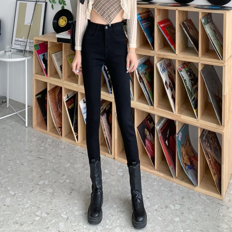 ジーンズ スプリングオータムハイウェストウェストスリムブラッククロップド 春物 秋物 1号婦人22234078441