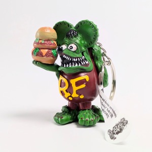 【 RAT FINK（ ラットフィンク ）】RATFINK with ハンバーガー PVCフィギュアキーホルダー 〚アメリカン雑貨 アメトイ〛