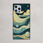 受注生産 iPhoneケース 月と惑星の波状コスモス｜宇宙アート STAR014D