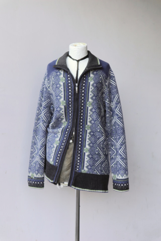 eddie bauer double zip wool knit cardigan