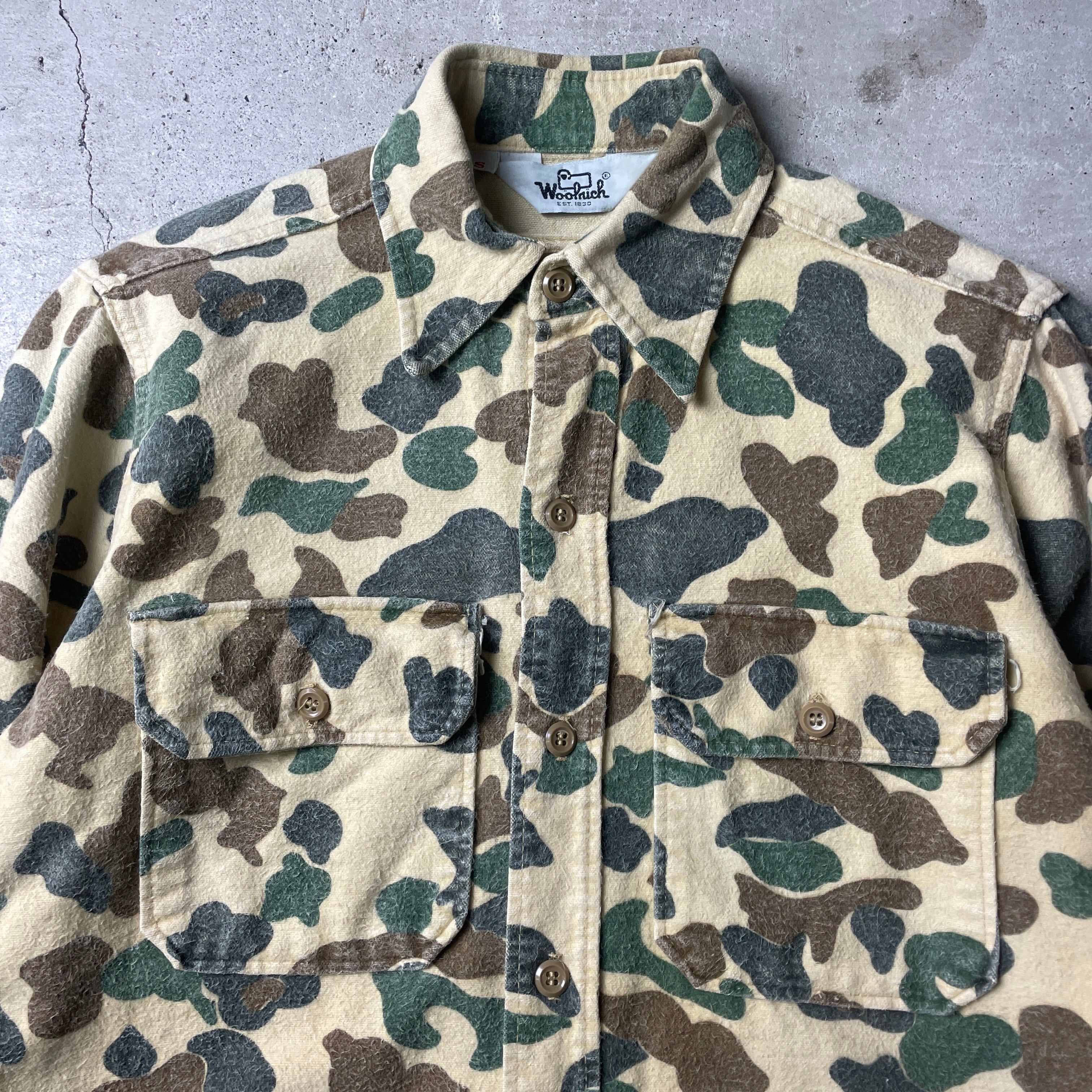 70s vintage woolrich camouflage shirt約61cm着丈 - シャツ