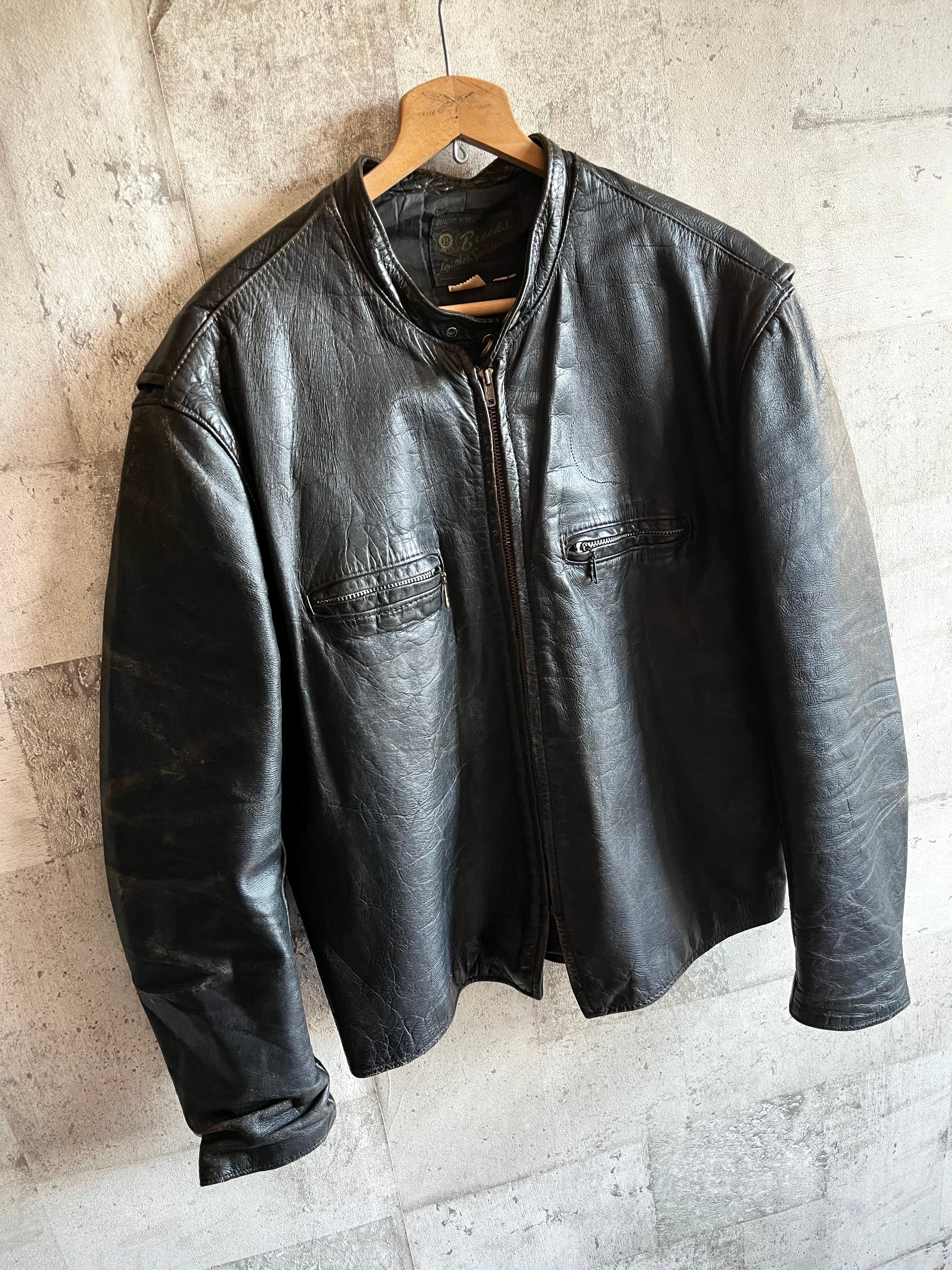 60s〜 BROOKS LEATHER SPORTSWEAR J-100TYPE SINGLE RIDERS JACKET OLD VINTAGE  アメリカ発 ブルックス J100タイプ シングルライダース レザージャケット オールド ビンテージ