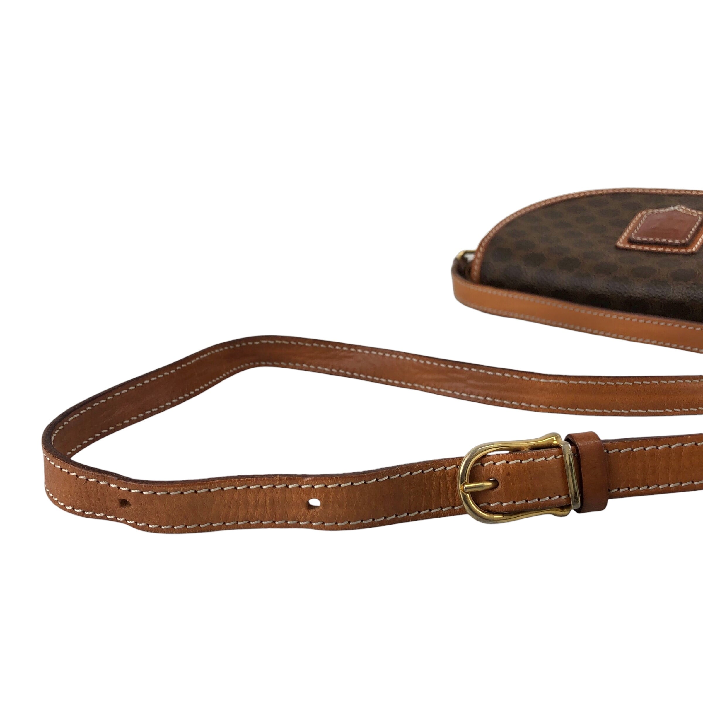 CELINE セリーヌ マカダム ショルダーバッグ ブラウン ブラゾン型押し