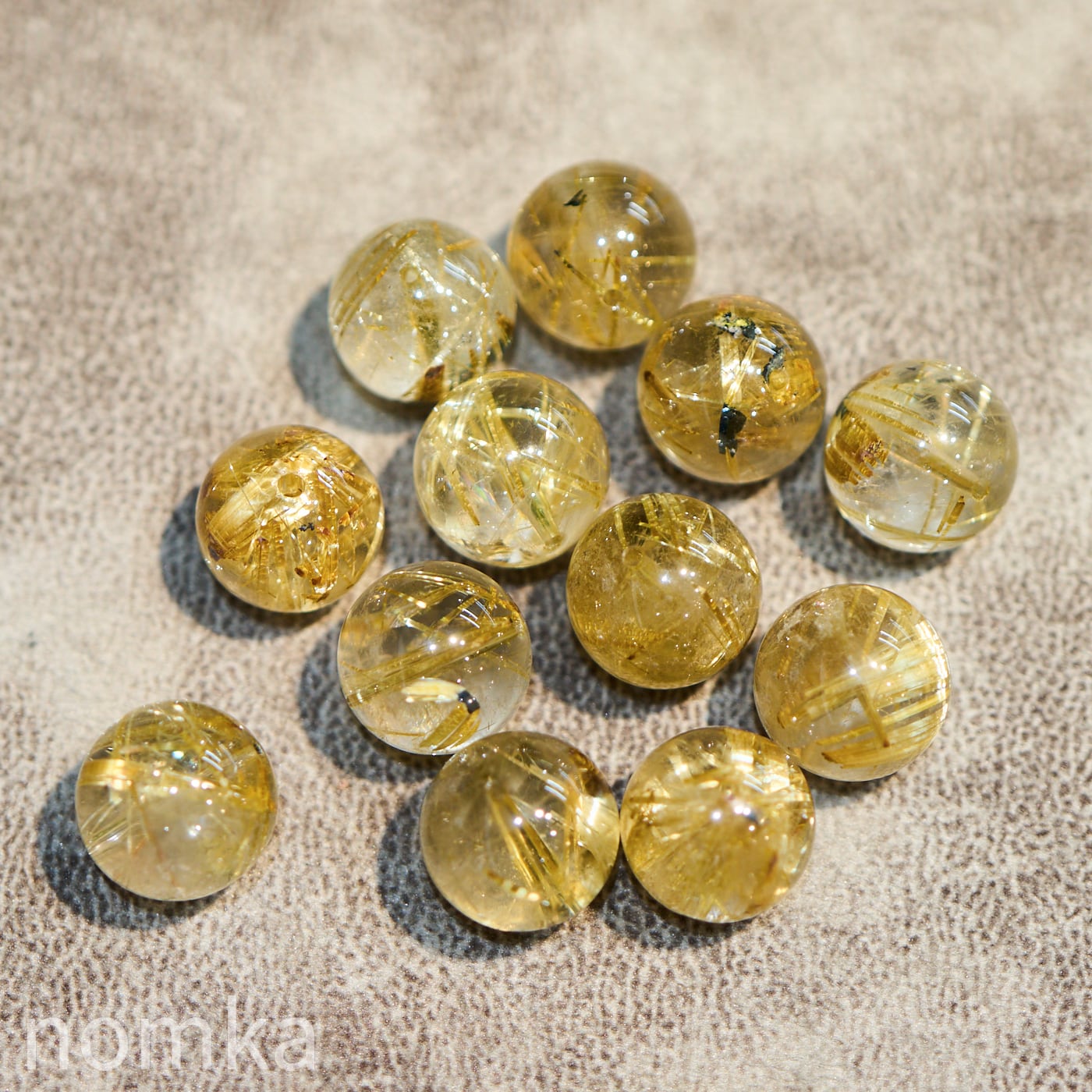 ルチルクォーツ【12mm/ヘマタイト共生/ブラジル産】ビーズ/一粒売り