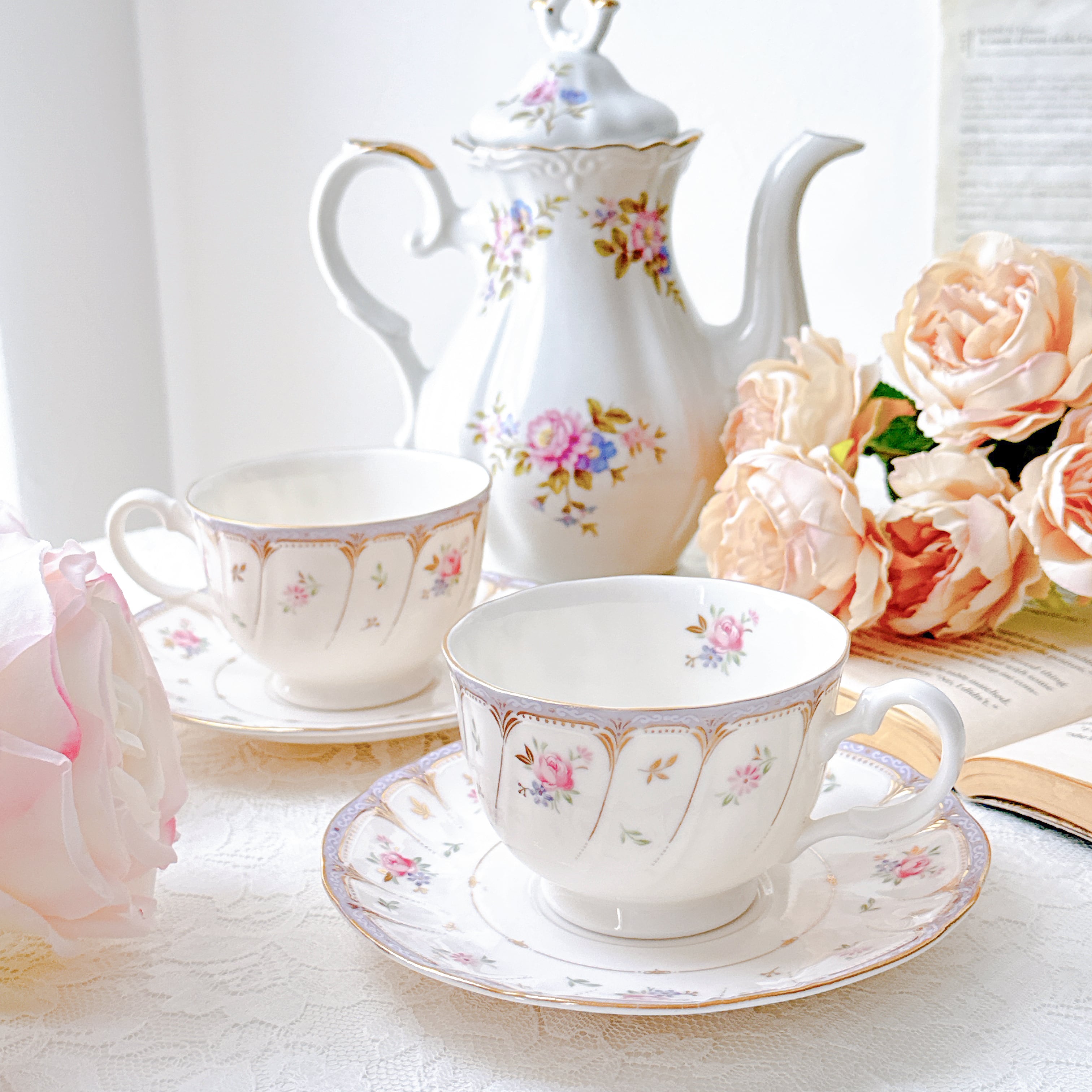 vintage】Noritake ノリタケ ロマンティックカラーのフローラルティー