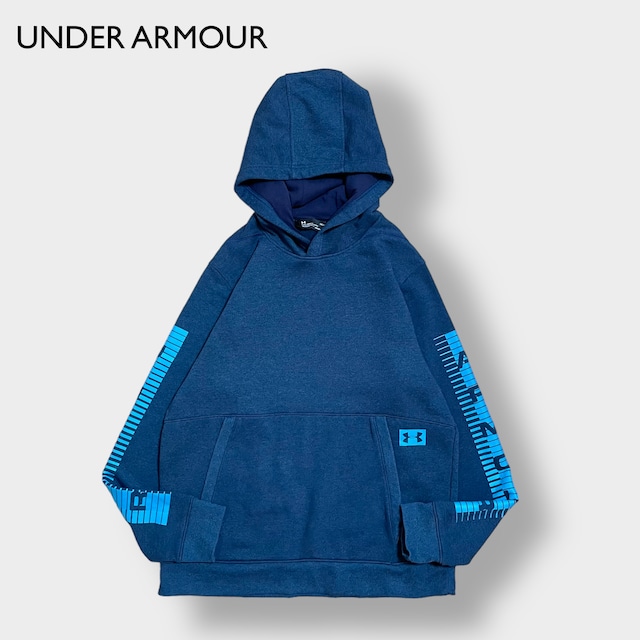 UNDER ARMOUR パーカー 袖プリント プルオーバー スウェット フーディー ワンポイント L アンダーアーマー us古着