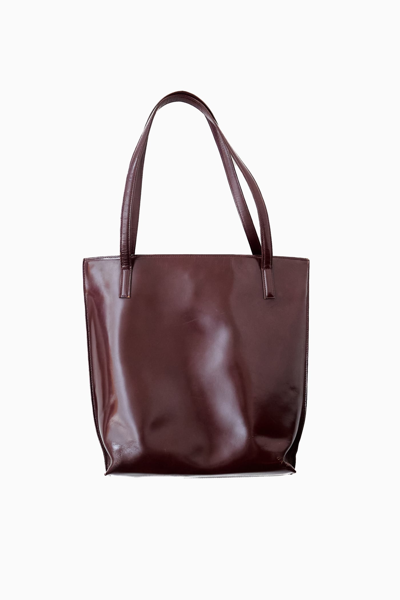 im MIYAKE DESIGN STUDIO BORDEAUX LEATHER TOTE BAG | Reben