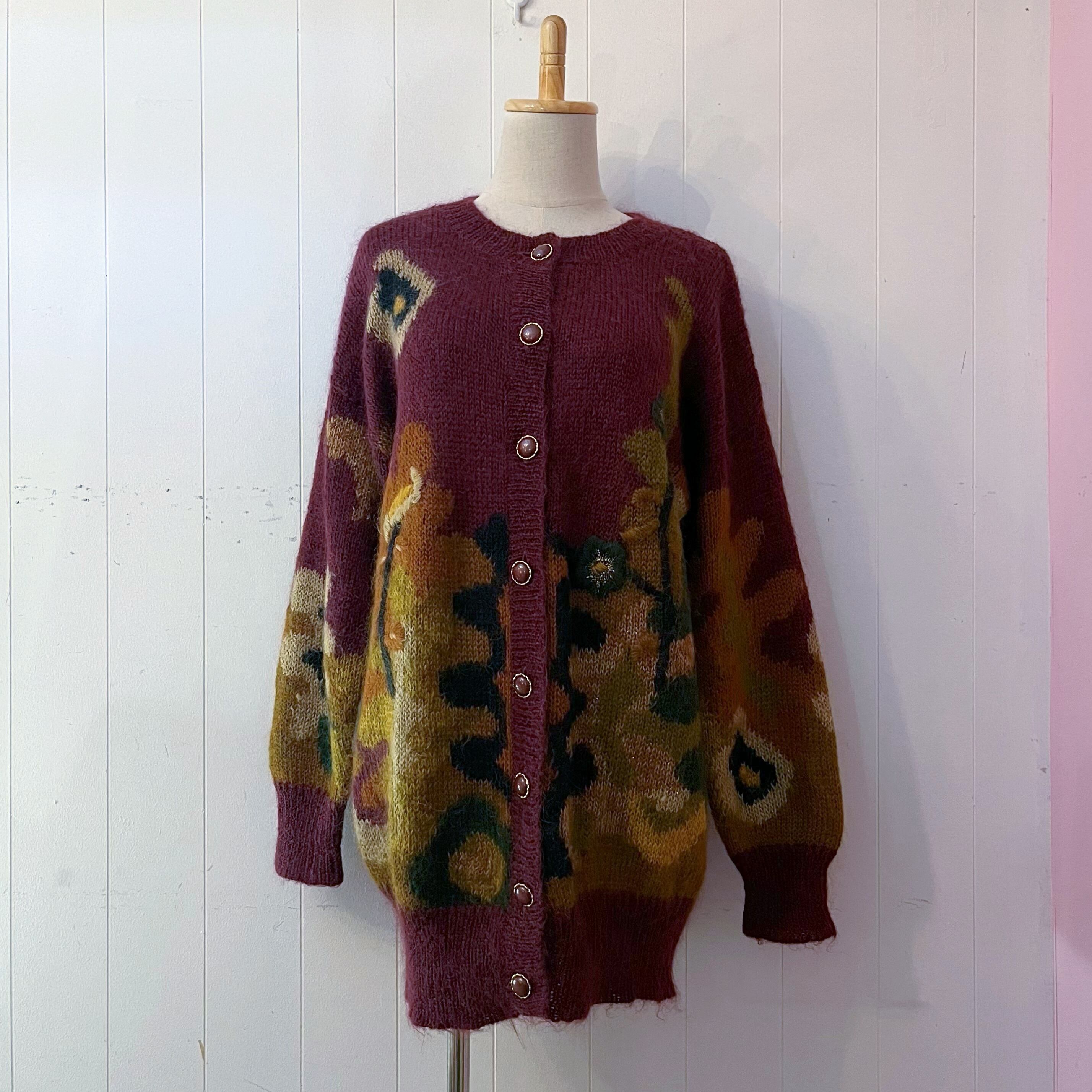 botanical lame knit cardigan