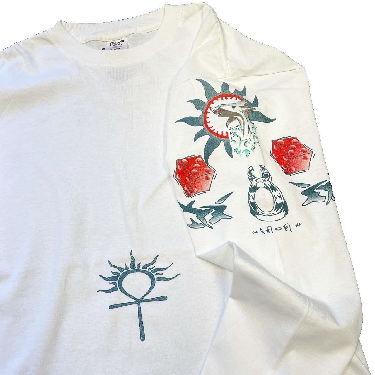 90's~ TODAY'S TRENDZ “Dennis Rodman” Tattoo print L/S T-shirt made
