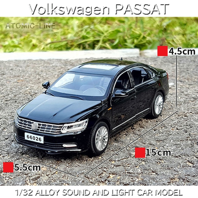 フォルクスワーゲン パサート 1/32 ミニカー 全4色 ライト点灯 エンジンサウンド 合金モデル 模型 セダン