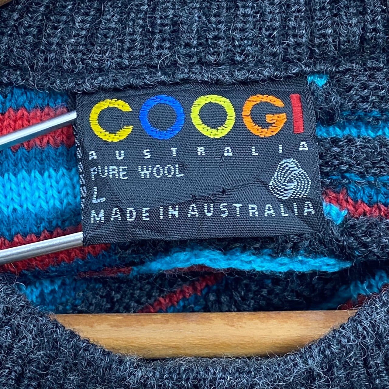 【美品 希少デザイン】 90s COOGI knit クージーニット 立体3D編み 