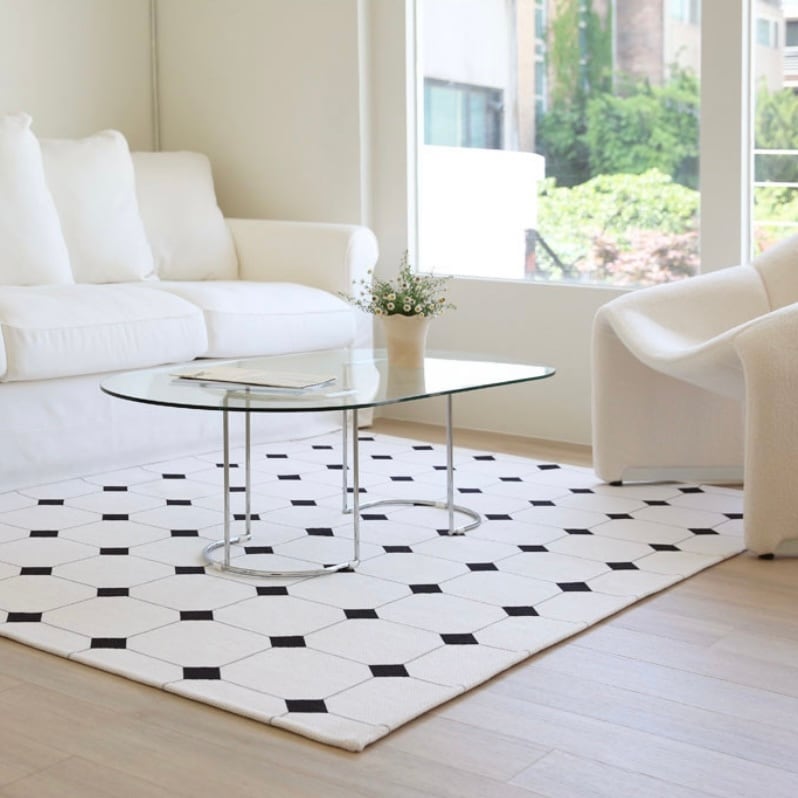 classic tile check rug 3size 3colors / クラシック タイル チェック