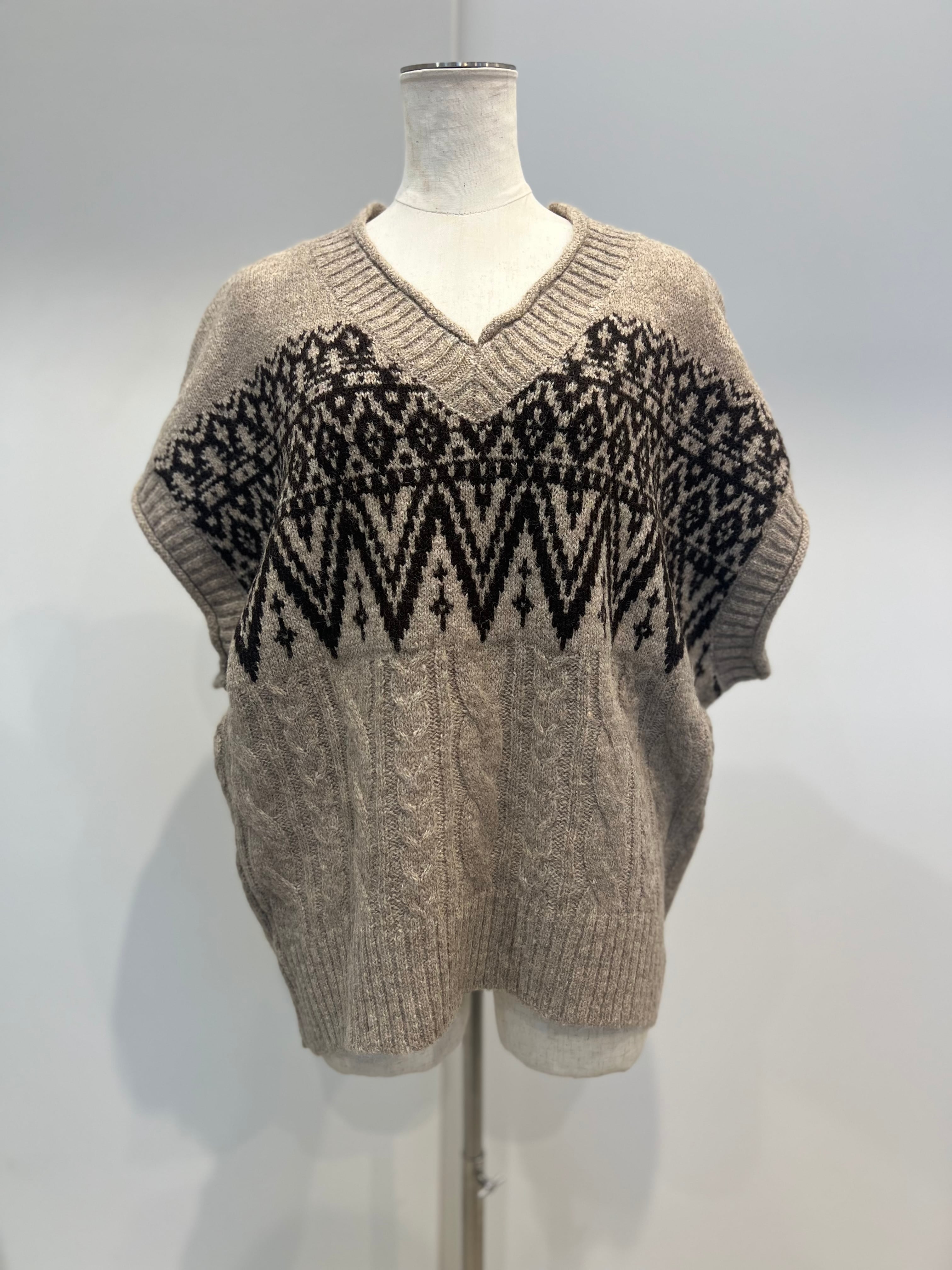 【SELECT】フェアアイル柄ワイドベスト 39-0422