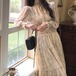 ウエストシャーリングティアードフラワーワンピ ・79130