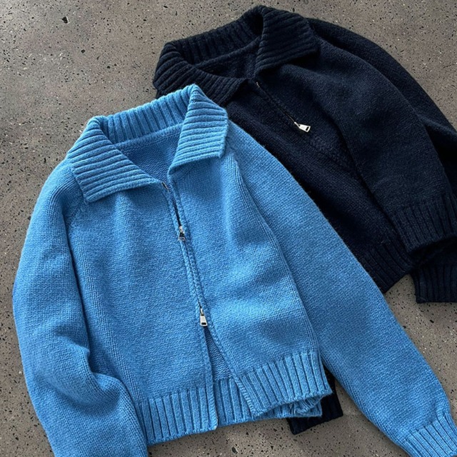 zip-up knit cardigan J00099